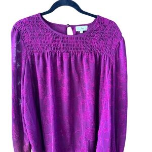 Ivy Floral Embroidered Deep Purple Women's Size Large Top